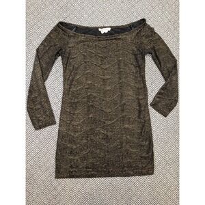 BCBG Generation Black Gold Metallic Party Dress Size L Cocktail Evening NYE